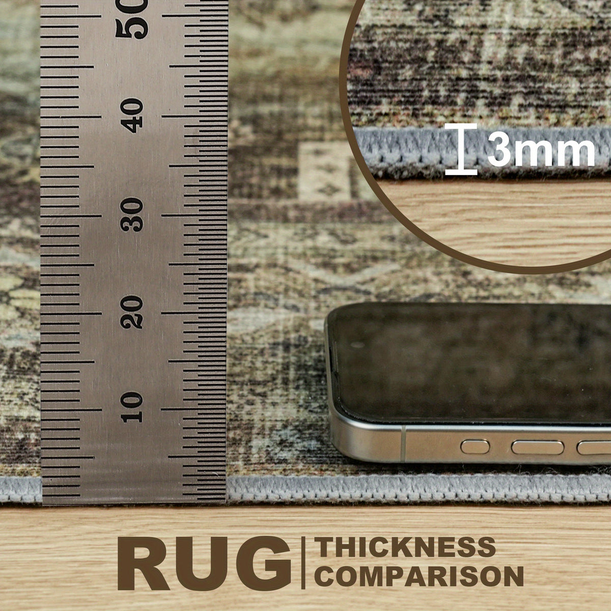 Sage Green Runner Rug Machine Washable Non-Slip - Boho Vintage Distressed Low Pile Flat Rug for Hallway Kitchen Entryway, Ultra-Thin Under-Door Fit, 11 Sizes
