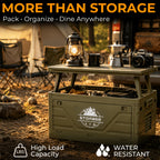 Folding Outdoor Storage Box Collapsible Waterproof Bin – Multifunctional Camping Container Doubles as Table & Seat, Portable Organizer for Picnic Road Trips Car Trunk Backyard