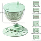 Salad Spinner & Vegetable Dehydrator with Slicer Multifunctional Fruit Spin Dryer Slicer for Lettuce Herbs Potatoes - Kitchen Salad Maker Washing Drying Slicing Tool, Green