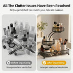 3-Tier Metal Mesh Countertop Storage Rack with Hooks, Space-Saving Organizer for Bathroom & Kitchen – Heavy-Duty Cosmetic, Perfume & Toiletry Display Stand, Black or White, Mini Available