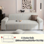 Striped Sofa Cover Washable Stretchy Slip-Resistant Zigzag Textured Couch Slipcover – Fits 1 to 4 Seaters, Scratch Protection, Classic Durable Design for Living Room Furniture