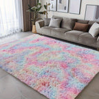 Velvet Shag Area Rug with Non-Slip Backing – Super Soft Plush Indoor Carpet for Living Room, Bedroom & Kitchen, Tie-Dye & Solid Colors, 5 Sizes