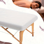 Disposable Massage Table Fitted Sheets Set of 5, Non-Woven Breathable 84.6" x 43.3" Single-Use Bed Covers for Beauty Salons, Spas & Skincare Treatments
