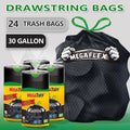 30 Gallon Trash Bags Black Drawstring, Ultra Strong Leak-Proof 113.5L Large Kitchen Trash Can Bags, Multipurpose Cleaning Supplies for Home, Garden, Industrial & Commercial Use (90 or 24 Count)