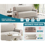 Liquid-Resistant Sofa Cover with Pocket, Geometric Pattern Couch Slipcover Furniture Protector for Pets, Washable Thick Soft 1 2 3 4 Seat Sizes Chair Loveseat Sofa