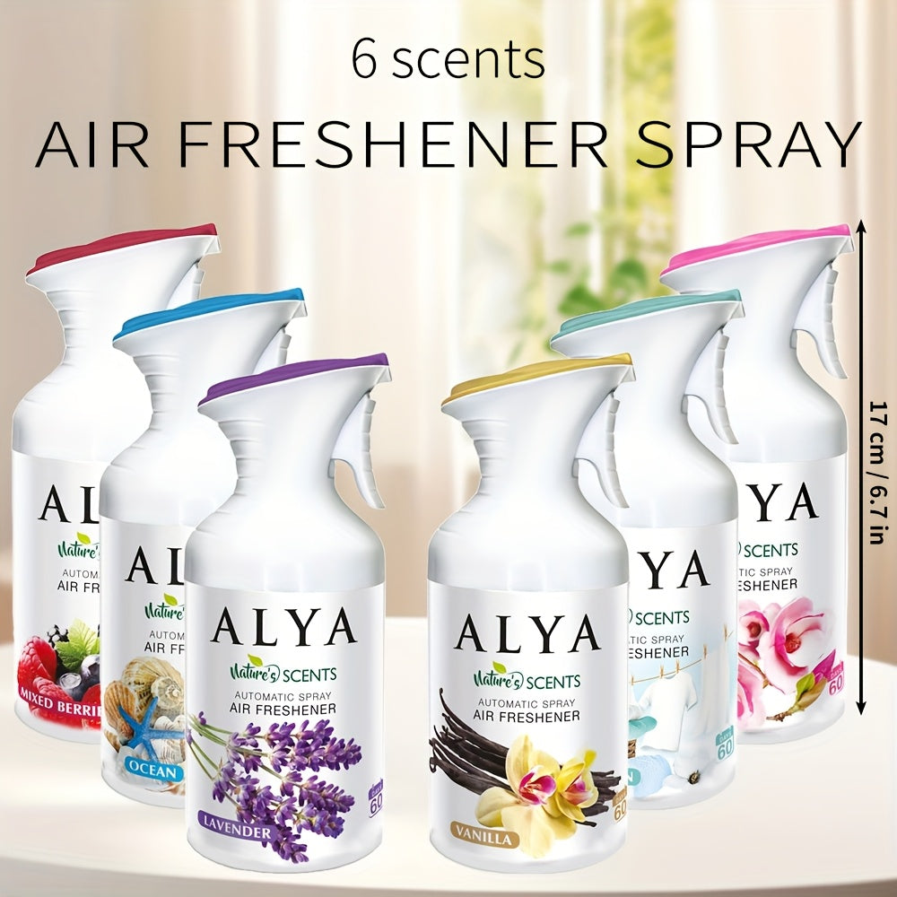 6-Scent Automatic Air Freshener Refills 8.45 oz – Lavender, Vanilla, Cool Linen, Ocean, Magnolia & Mixed Berries Odor Eliminator Spray for Home Bathroom Car Office Closet, 1pc or 4-Pack