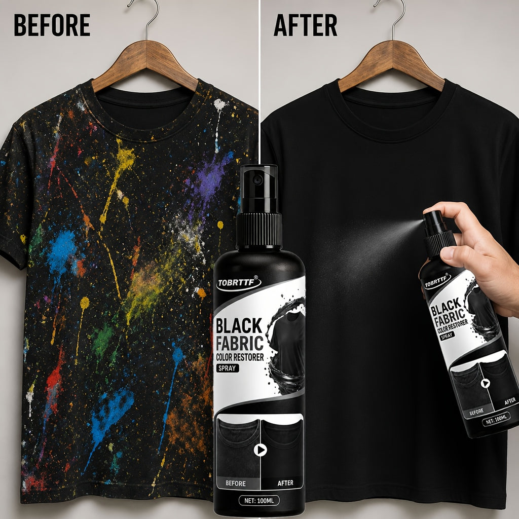 Black Fabric Color Correction Spray 3.38oz – Permanent Fade Repair Dye for Clothes, Jeans, Leather & Apparel