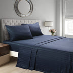Striped Bed Sheet Set Extra Soft Breathable, Fade-Resistant Deep Pocket Fitted Sheets for Bedroom Guest Room Hotel – All Season 3/4 Piece (Flat Sheet, Fitted Sheet, Pillowcase)
