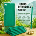 Lemongrass Incense Sticks Giant 25pcs Outdoor – 10.63" Extra Long Herbal Scented Sticks with Mint & Rosemary for Patio, Camping & Backyard