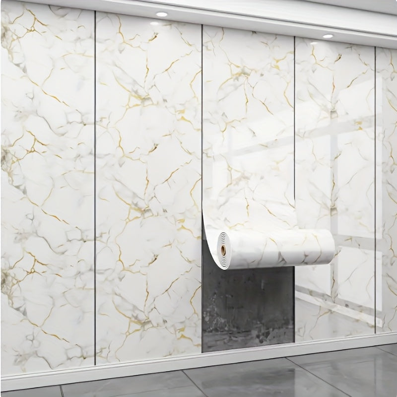 3D Marble Peel and Stick Wall Tile Stickers – Self-Adhesive Removable Glossy Glitter Backsplash Decals for Kitchen, Bathroom, Living Room & Bedroom Wall Makeover
