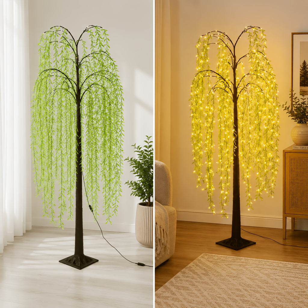 Willow Tree Floor Lamp LED Lighted Artificial Weeping Willow USB Powered Warm White Indoor Tree Light for Home Bedroom Living Room Mother's Day Decor