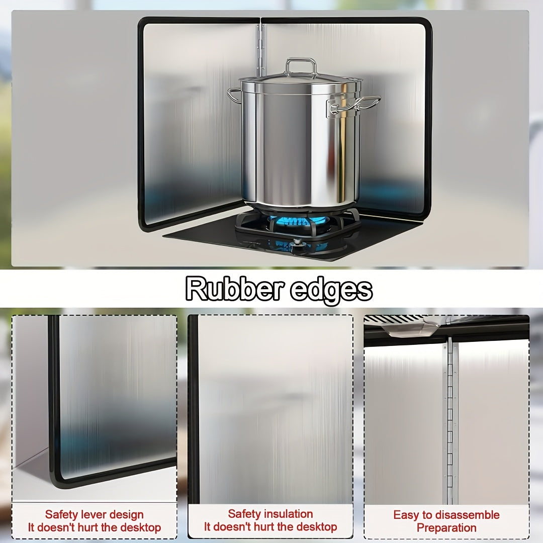 Stainless Steel Splatter Guard 4-Panel Foldable 31.5" - Extra-Wide Grease Splash Shield, Heat Resistant Nonstick Coating, Kitchen Backsplash Protector for Gas Range & Frying Pan | Nuvia Haven
