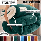 480GSM Heavy Sherpa Fleece Blanket Double-Sided Reversible Warm Throw for Couch Bed Office Travel All Season Comfort Sofa Decoration Holiday Gift