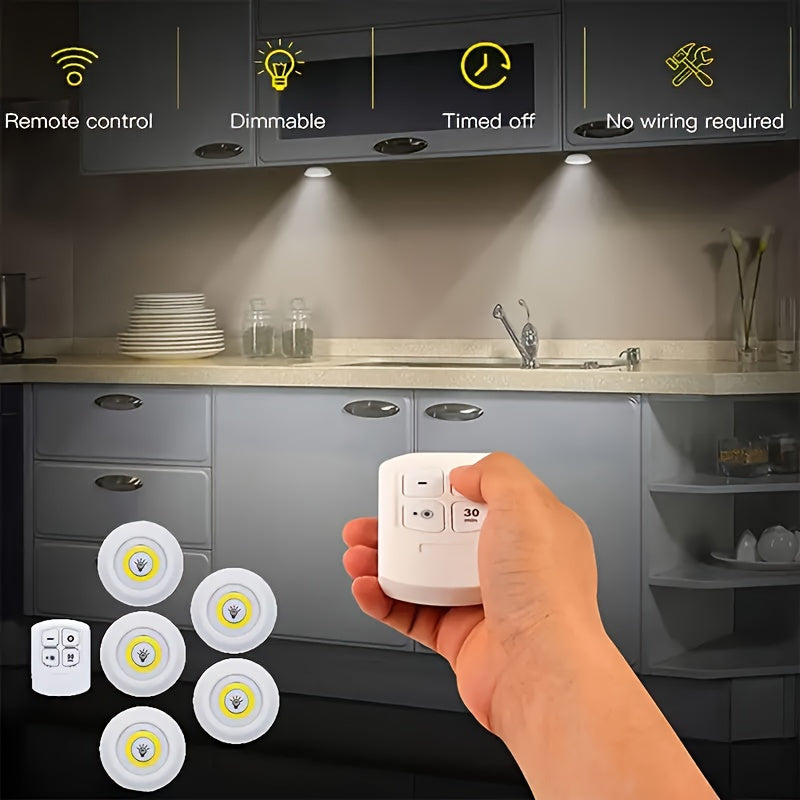 LED Night Lights Set of 5 Wireless Remote Controlled Magnetic Adhesive Wall Mount Puck Lights for Hallway Bathroom Bedroom Kitchen Cabinet Stairs Home Decor Indoor Color Changing