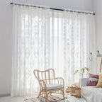 Lace Embroidery Sheer Curtain Rod Pocket Floral for Bedroom, Living Room & Wedding – Machine Washable Unlined Polyester, Glam Decor, 4 Sizes
