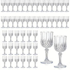 Shatterproof Vintage Champagne & Wine Glasses 48pcs – 7oz Unbreakable Plastic Goblets with Crystal Finish | Reusable Party Cups for Weddings, Outdoor Events & Celebrations | 6 Colors
