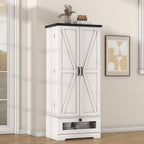 55 Inch Pantry Cabinet Kitchen Storage Cabinet with Adjustable Shelves and Drawer Wooden Buffet Cupboard for Kitchen Living Room Bathroom Dining Room Black White Brown
