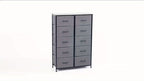 10-Drawer Fabric Storage Cabinet with Hardwood Tabletop | Dresser Organizer for Clothing Bags & Accessories | Black White Rust Gray