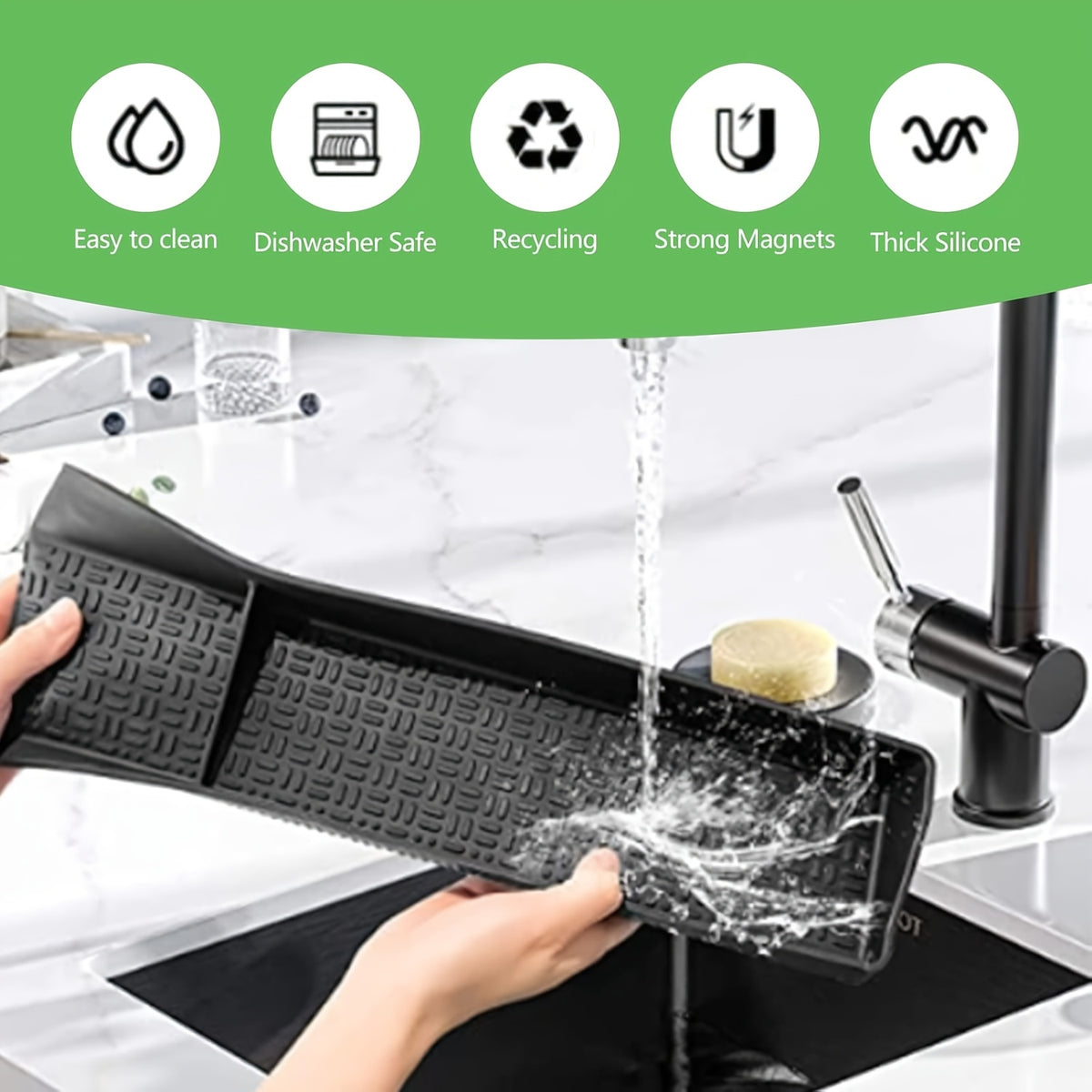 Magnetic Silicone Stove Top Spice Rack Shelf, 30 Inch Heat Resistant Flexible Kitchen Organizer – Strong Magnet, Over Oven Storage for Spice Jars, Countertop & Stove Organizer