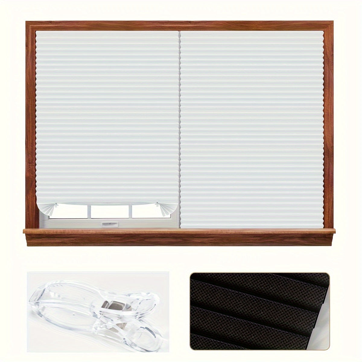 Cordless Pleated Window Shades 6 Pack No Drill - Light Filtering Room Darkening Blinds with Clips, Child Safe, 5 Colors 2 Sizes for Bedroom Living Room Office