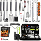 Stainless Steel Griddle Tool Set 34-Piece – 304 Food-Grade BBQ & Teppanyaki Tools for Camping, Family Cookouts & Outdoor Cooking