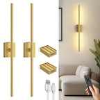 Wireless LED Wall Lights with Remote Control, 2 Pack Dimmable 3000K–6000K Battery Powered, No Wiring Needed, Contemporary Picture Lighting for Bedroom Hallway Living Room – Black & Gold Options