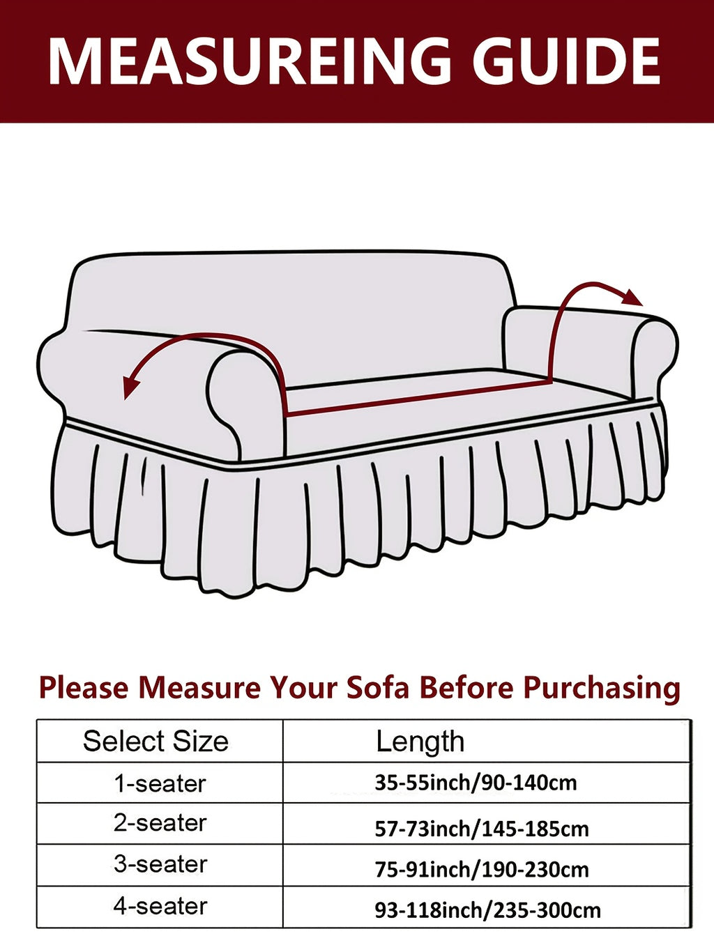 Seersucker Sofa Cover All-In-One Stretch Slipcover – Elastic Band Polyester Spandex Machine Washable Couch Protector for Armchair Loveseat 1 2 3 4 Seater Solid Color