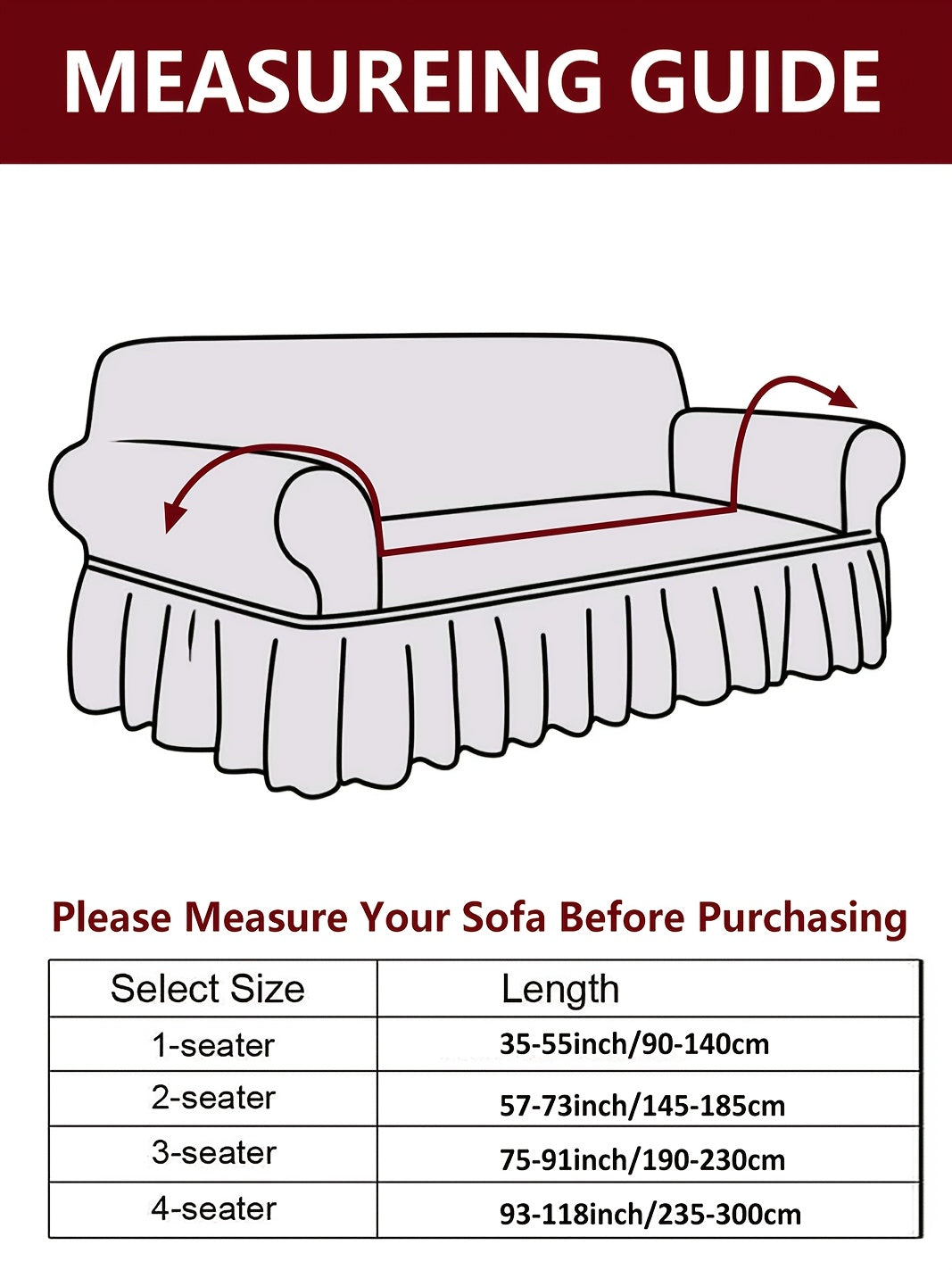 Seersucker Sofa Cover All-In-One Stretch Slipcover – Elastic Band Polyester Spandex Machine Washable Couch Protector for Armchair Loveseat 1 2 3 4 Seater Solid Color