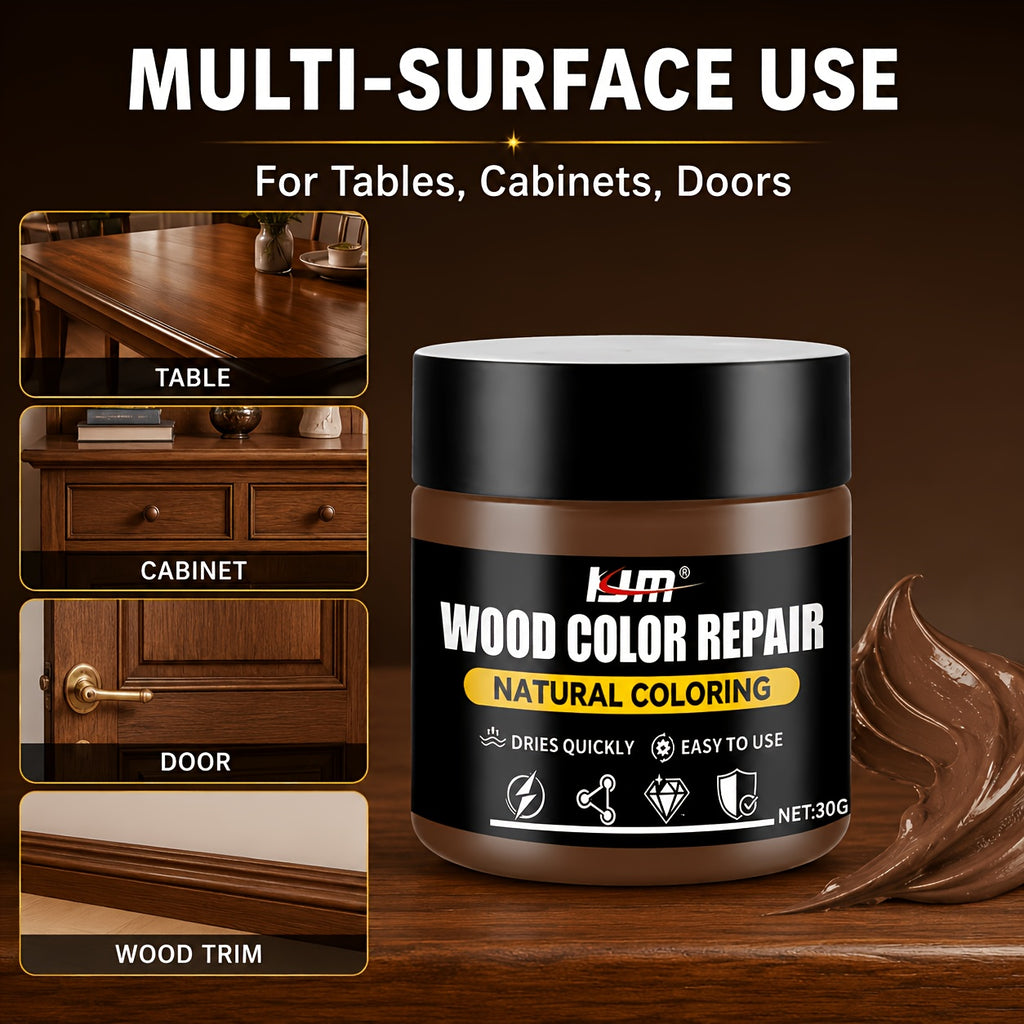 Wood Repair Paste Scratch & Crack Filler, Color-Restoring Wood Putty for Furniture, Doors, Cabinets, Tables, Chairs & Floors, Easy-to-Use Surface Repair Solution