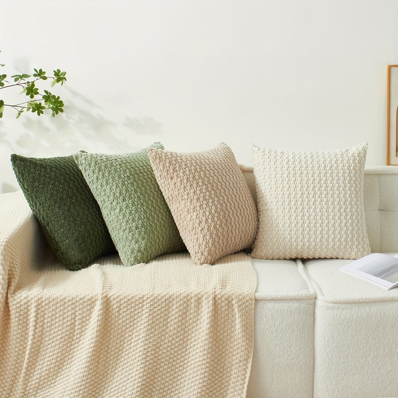 Velvet Cushion Covers – Set of 4 Soft Double-Sided Modern Throw Pillow Covers for Sofa, Couch, Bed & Chair, Machine Washable Decorative Pillowcases for Living Room & Bedroom