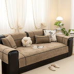 Chenille Sofa Seat Cover Non-Slip Pet Friendly Machine Washable All Season - Sofa Cushion Cover with Lace Belt for 1 2 3 4 Seater Armrest Backrest 3 Colors