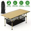 Portable Foldable Camping Picnic Table 4-6 Person Adjustable Height Metal Outdoor Folding Table with Storage Bag for Backyard Beach BBQ Indoor Outdoor