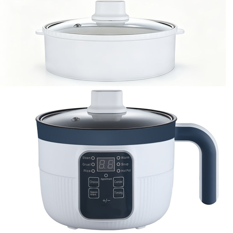 Rice Cooker with Pre-Set Timer & Auto Keep Warm - Non-Stick One-Button Rice Maker with Steaming Rack Option, Easy-to-Use Compact Rice Cooker for Home, Dorm & Family Cooking