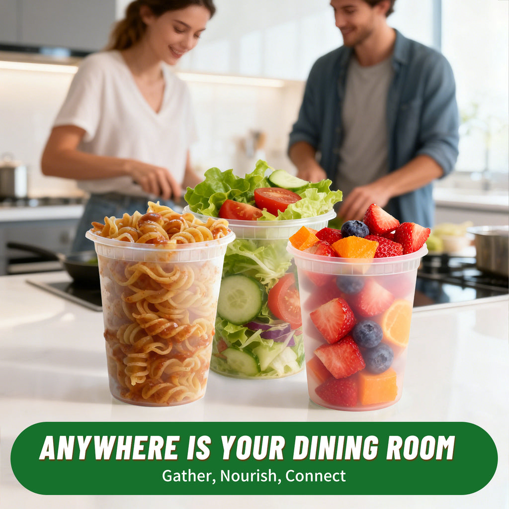 24-Pack 32oz Deli Containers with Lids - BPA-Free Leakproof Stackable Food Storage, Microwave Dishwasher Freezer Safe, Meal Prep & Takeout Containers | Nuvia Haven