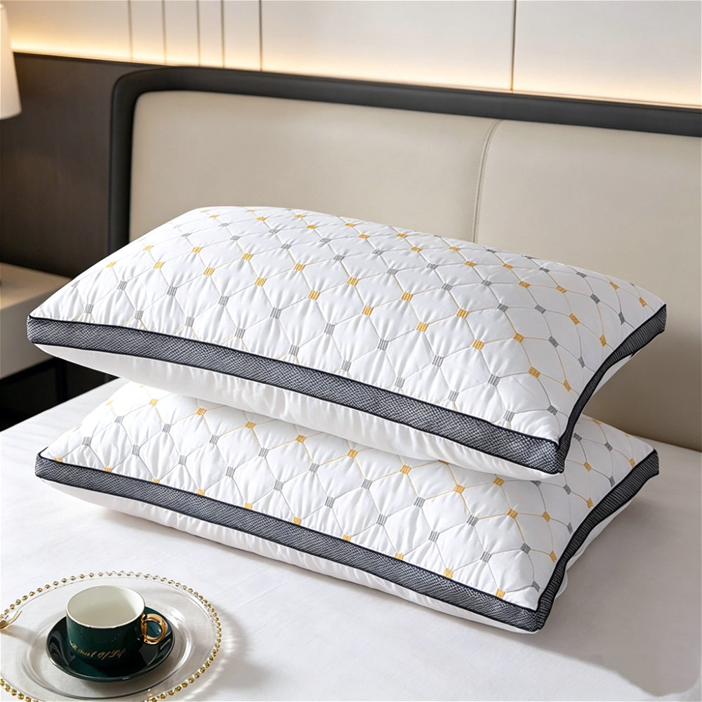Down Alternative Bed Pillows 2 Pack – Microfiber Fill Neck & Shoulder Pain Relief, Bounce-Back Support, Breathable Mesh, for Side Back Stomach Sleepers, Non-Collapsing Sleep Pillow, 29x19 Inch