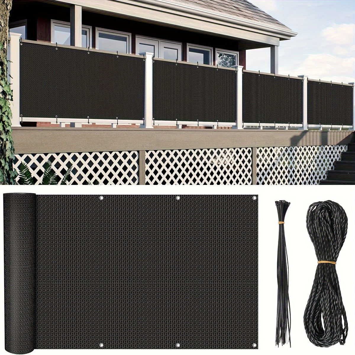Balcony Privacy Net 3x16ft Fence Cover Mesh Shade Net Windproof Sun Shade Outdoor Screen for Patio Fence Backyard Porch 9 Colors