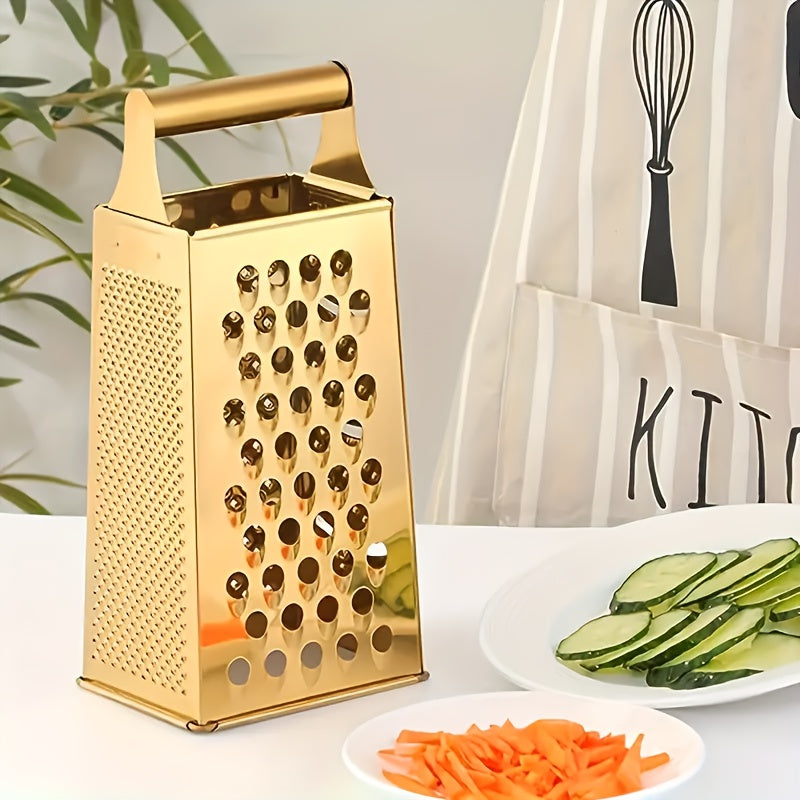 4-in-1 Mandoline Vegetable Slicer Stainless Steel – Manual Food Slicer with Anti-Slip Handle for Home Kitchen, Julienne, Dice & Grate