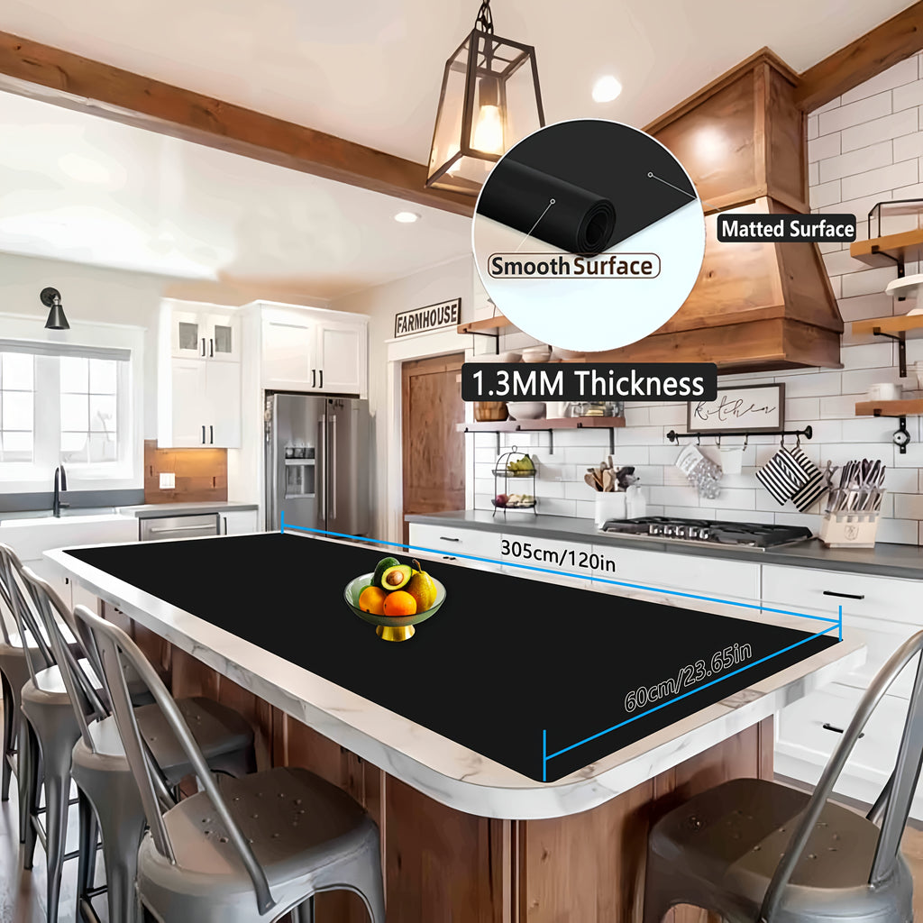 Silicone Kitchen Counter Mat Extra Large, Nonslip Heat Resistant Countertop Protector, Nonstick Waterproof Craft Mat & Table Placemat, Multi-Size in Gray, Black & Translucent
