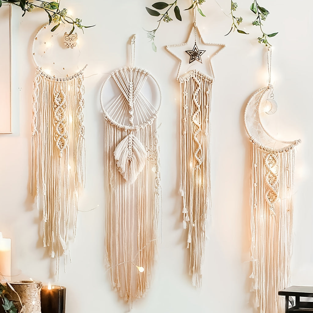 Dream Catcher 4pcs Scandinavian Woven Boho Wall Decor Home Room Decor Gift for Women Mom Grandma Teenage Girls Birthday Gift