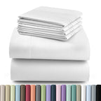 Hannah Bedding Sheet Set 6pcs Brushed Polyester 16" Deep Pocket – Embroidered Pillowcases Hotel Luxury Soft Bed Sheets for Twin Full Queen King Cal King, 24 Colors