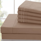 Brushed Microfiber Bed Sheet Set 6 Piece with Embroidered Pillowcases - Hotel Luxury Deep Pocket 16 Inch, Soft Breathable All Season, 24 Colors, Twin Twin XL Full Queen King Cal King