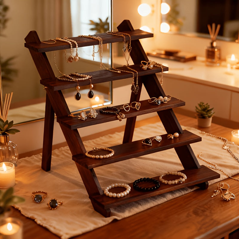 3/4/5-Tier Wooden Display Stand – Vintage Rustic Multi-Purpose Vertical Shelf for Home, Store, Bakery & Events | Jewelry, Dessert & Cupcake Display Rack