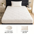 Embossed Fitted Sheet Set Super Soft Deep Pocket - European Texture Bed Sheets All Season, Machine Washable, Optional Pillowcases, Twin Full Queen King Sizes, 5 Colors Bedroom Bedding