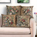 Vintage Floral Pillow Covers Set of 4 | Soft Decorative 18x18 Inch Cushion Cases with Zipper for Living Room Bedroom Porch Patio Office — Classic Botanical Print
