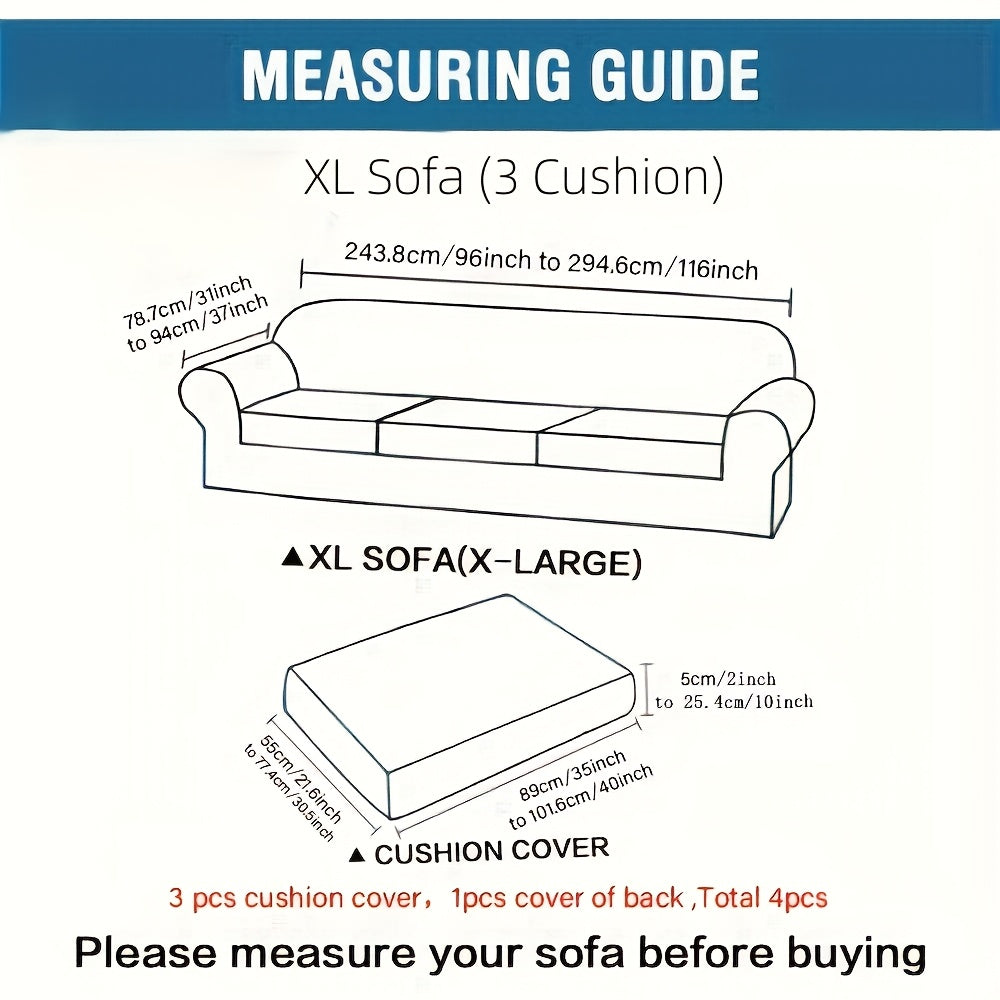Grid Pattern Elastic Sofa Cover – Anti-Slip Full Coverage Stretchable Sofa Protector Machine Washable Classic Design for Living Room Bedroom Office
