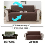 Quilted Sofa Cover One-Piece Cushion Slipcover with Anti-Slip Elastic Band – Pet-Friendly Scratch-Resistant Washable Removable Furniture Cover for Living Room Bedroom Hotel Home Decor