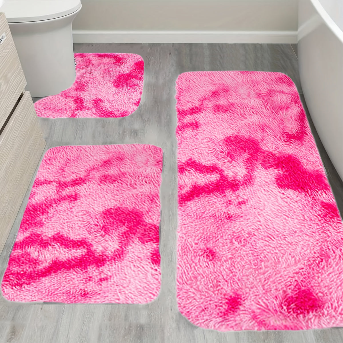 Plush Bath Rugs Set 1-6 Pieces, Multi-Color Microfiber Non-Slip Bathroom Mats – Soft Water Absorbent Thick Machine Washable Toilet Mats for Bathroom, Tub & Shower