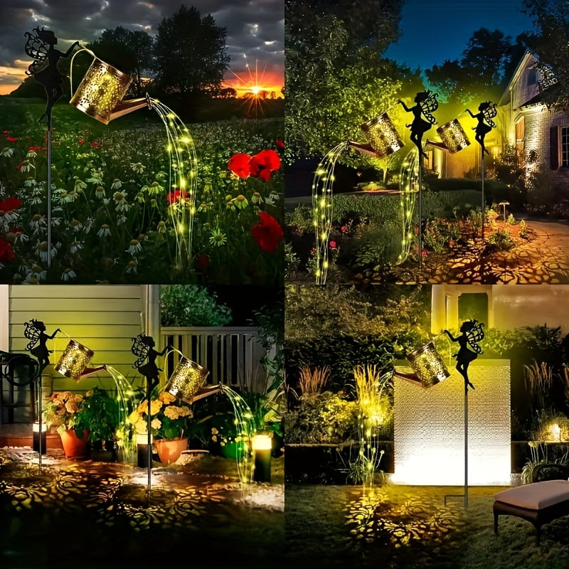 Solar Fairy Watering Can Light with String Lights – Vintage Metal Outdoor Garden Lamp, 600mAh Battery, Auto Dusk-to-Dawn, Portable Pathway & Patio Decor Light for Lawn & Garden, White or Colorful