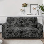 Floral Print Sofa Cover Stretch Elastic Polyester - Artistic Black Floral Pattern Couch Slipcover Machine Washable for 1 2 3 4 Seater Living Room Bedroom Dining Chair