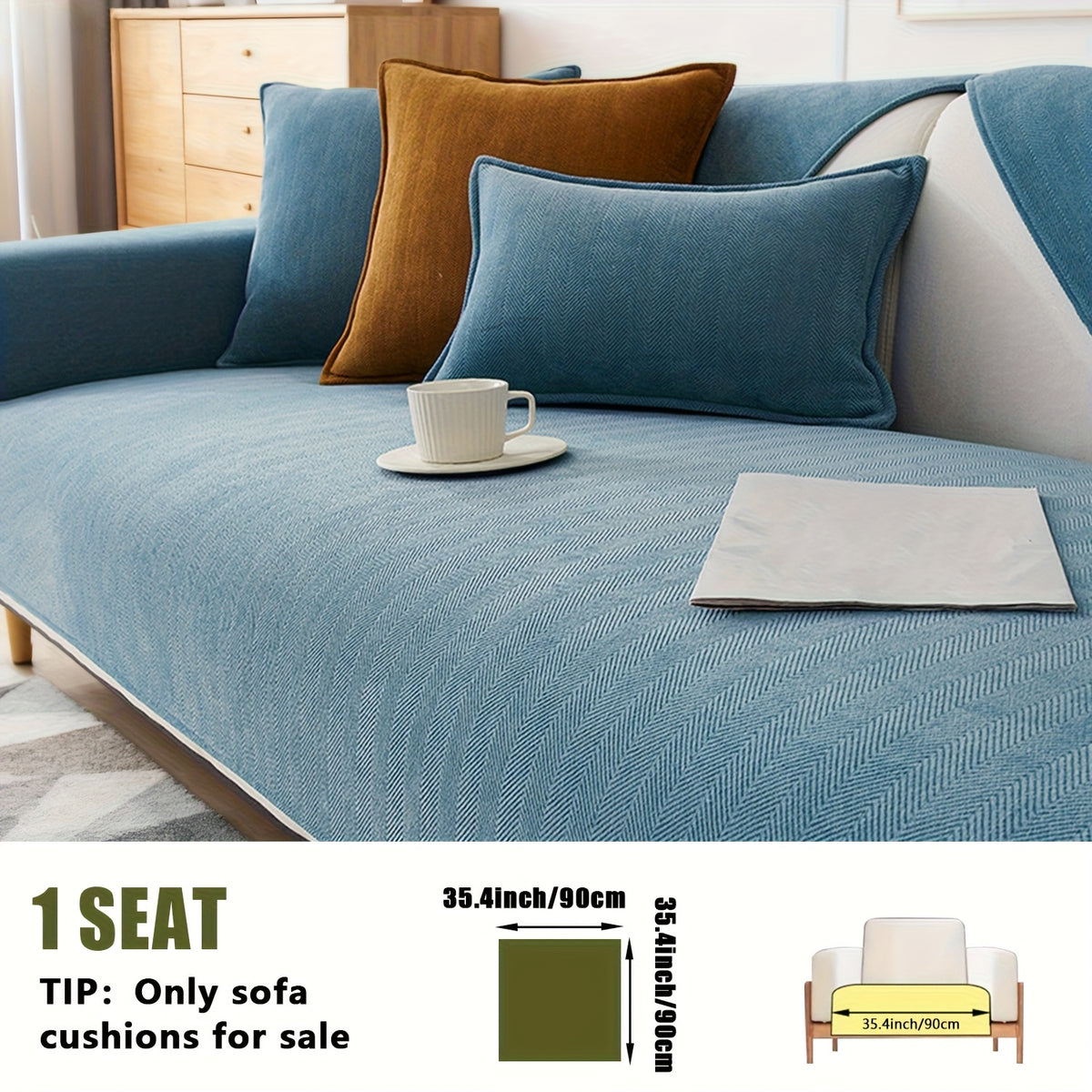Chenille Ribbed Sofa Cover – Pet-Friendly Non-Slip Stretch Slipcover, Machine Washable Sofa Protector for 2, 3 & 4-Seater and Sectional Sofas, Modern Living Room Couch Cover